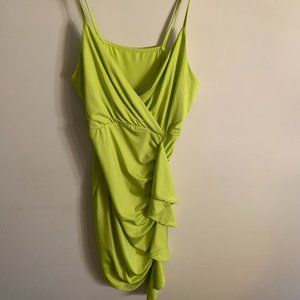 Elegant Lime Green Draped Dress